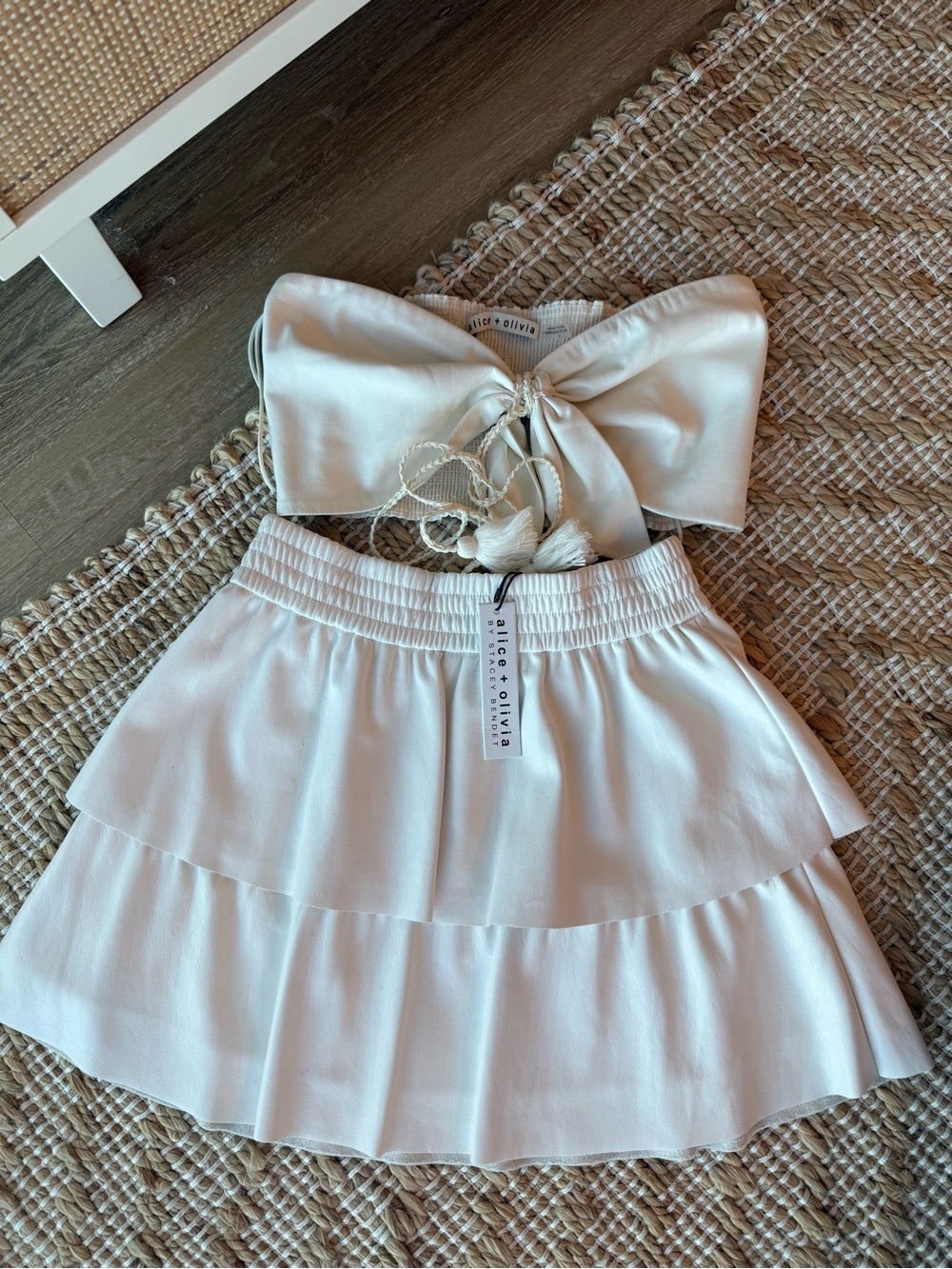 Alice + Olivia Cream Tiered Mini Skirt and top (can buy separately or together!)